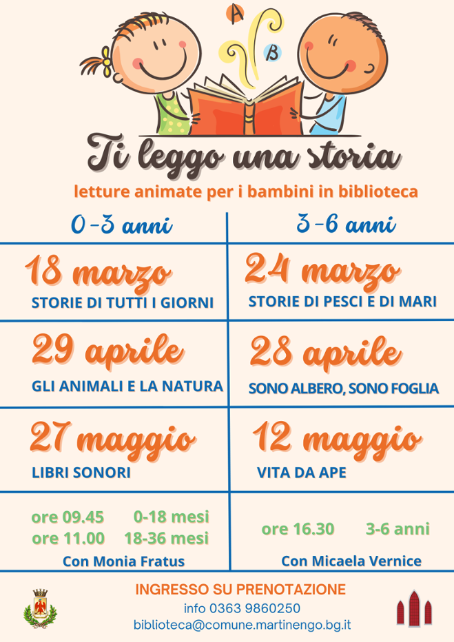 TI LEGGO UNA STORIA a Biblioteca comunale di Martinengo Il Filandone da  18/03/2023 al 27/05/2023