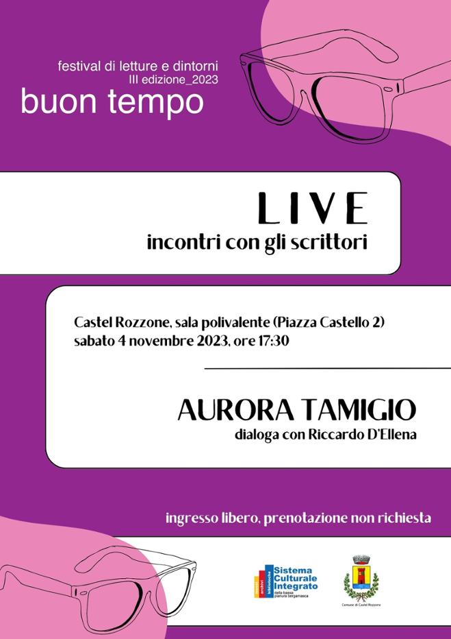 Buon Tempo Festival  Live: incontro con Aurora Tamigio a Sala Polivalente  del Comune di Castel Rozzone da 04/11/2023 al 04/11/2023